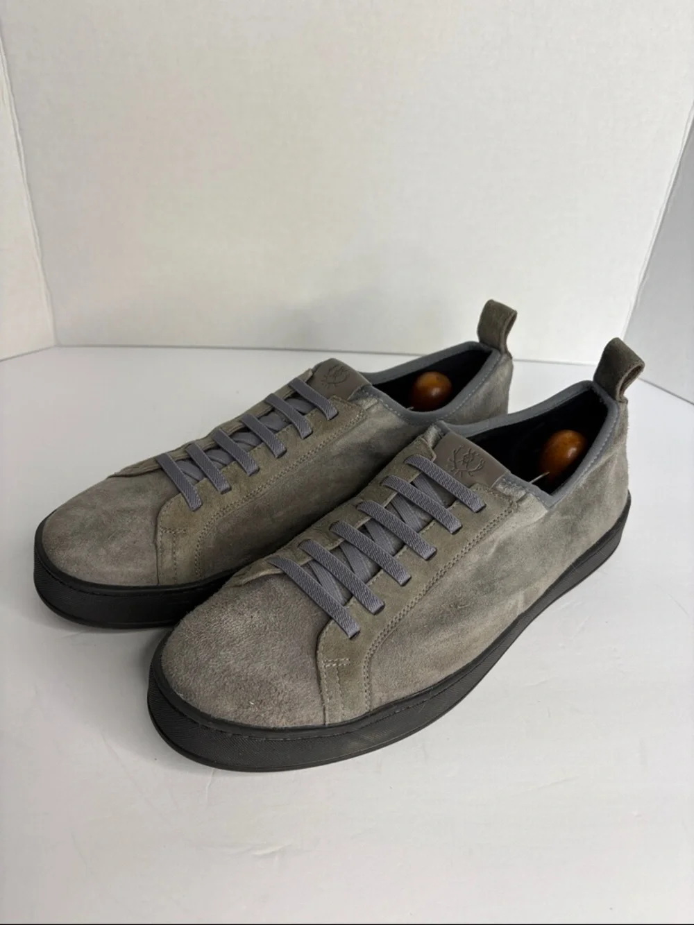Martin Dingman Gray Suede Low-Top Sneakers with Black Sole